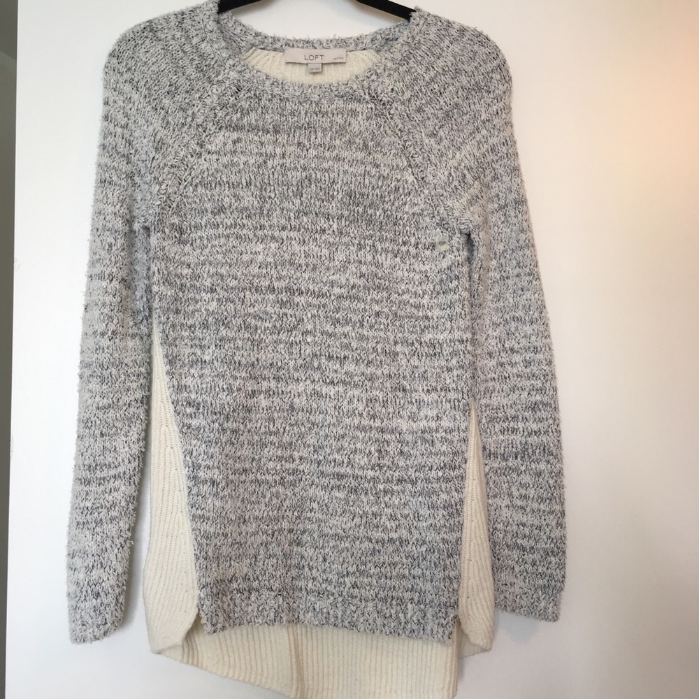 Gray/white LOFT sweater